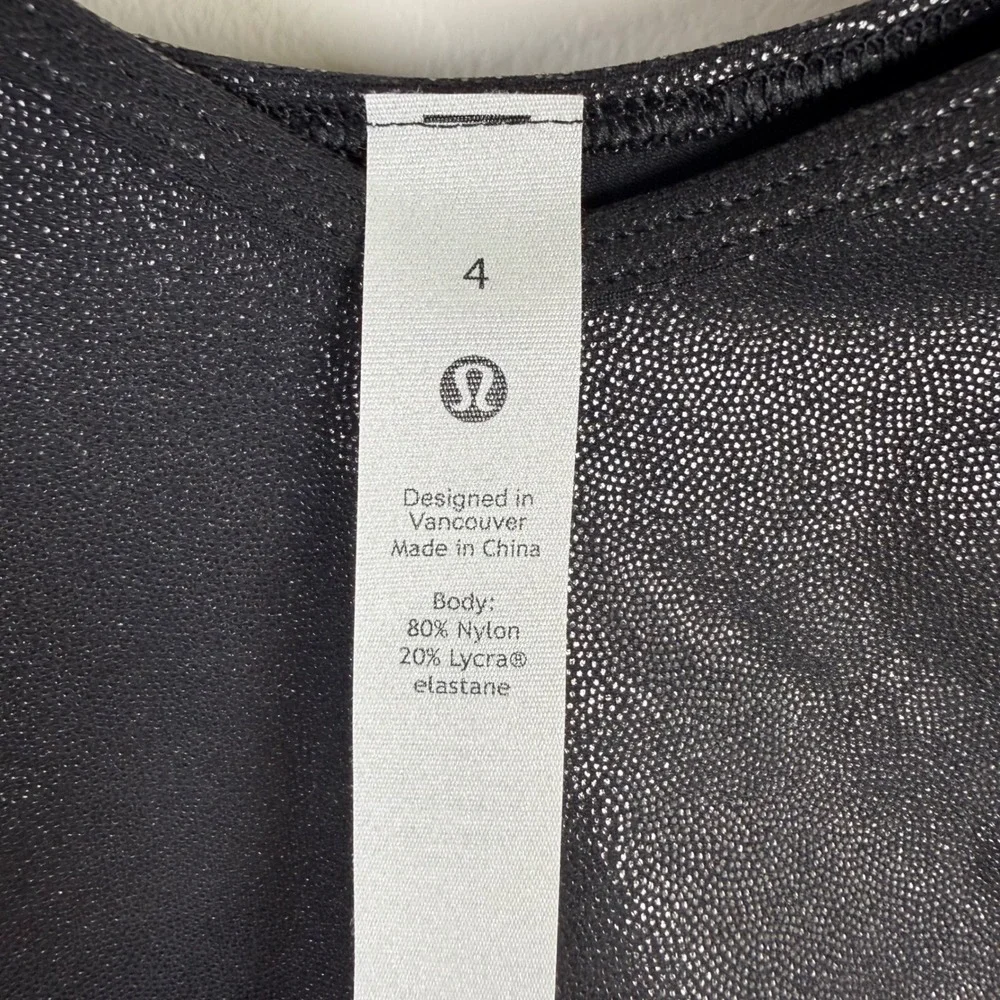 NWT Lululemon Align Long Sleeve Crop Top in Shine Size 4 Scoop Neck Black